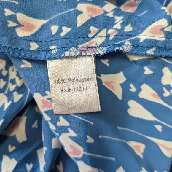 LC Lauren Conrad Blue with Heart Print Blouse sz XS - Picture 6 of 7